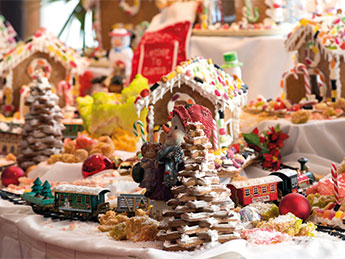 Christmas gingerbread houses and cooking