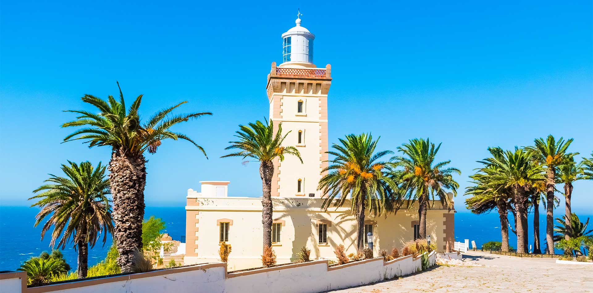 Beautiful Lighthouse of Cape Spartel close to Tangier city, Morocco 