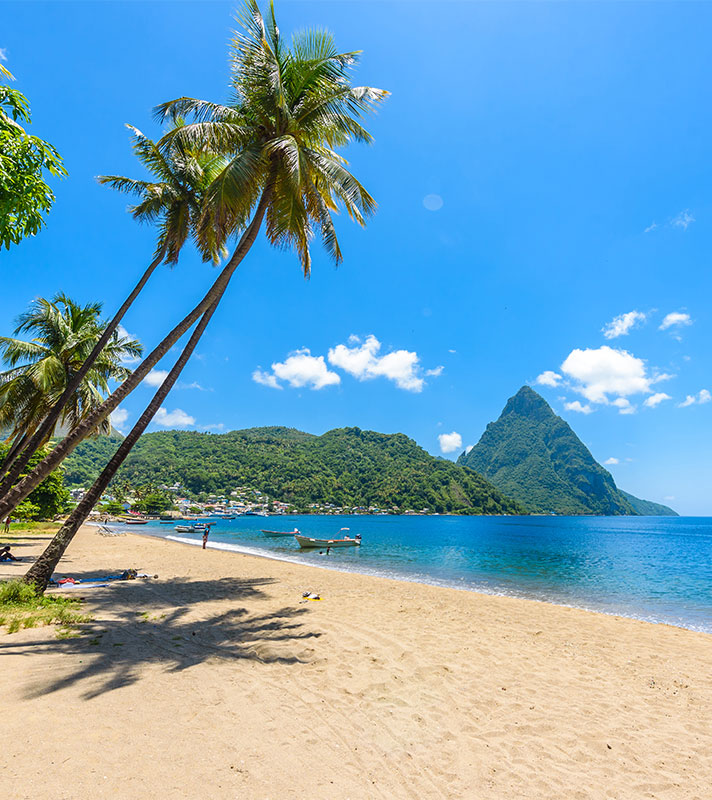 Caribbean beach in Pitons, Castries, St Lucia Caribbean beach in Pitons, Castries, St Lucia