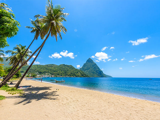 Caribbean beach in Pitons, Castries, St Lucia