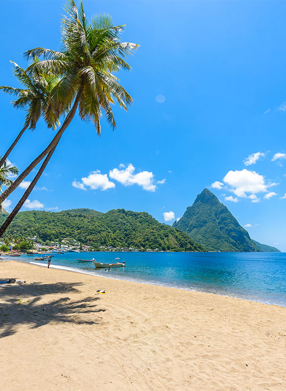 Caribbean beach in Pitons, Castries, St Lucia Caribbean beach in Pitons, Castries, St Lucia