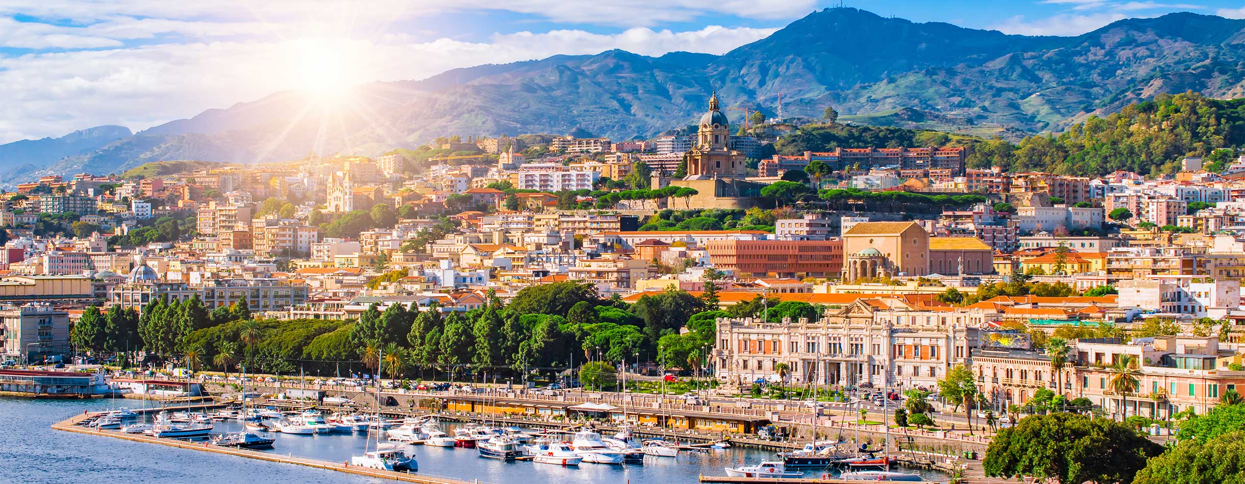Beautiful cityscape and harbor of Messina, Sicily, Italy