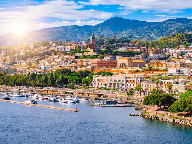 Beautiful cityscape and harbor of Messina, Sicily, Italy