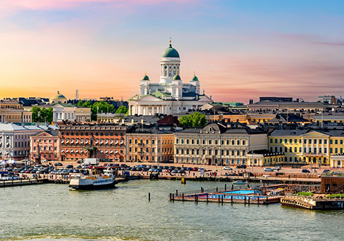 Sunset over Helsinki Cathedral, Finland Sunset over Helsinki Cathedral, Finland