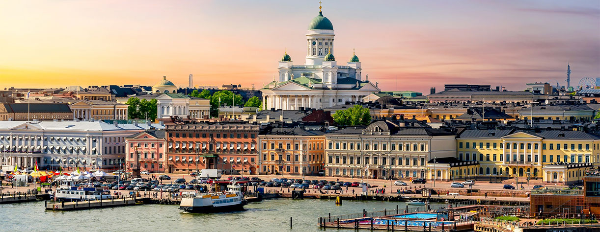 Sunset over Helsinki Cathedral, Finland