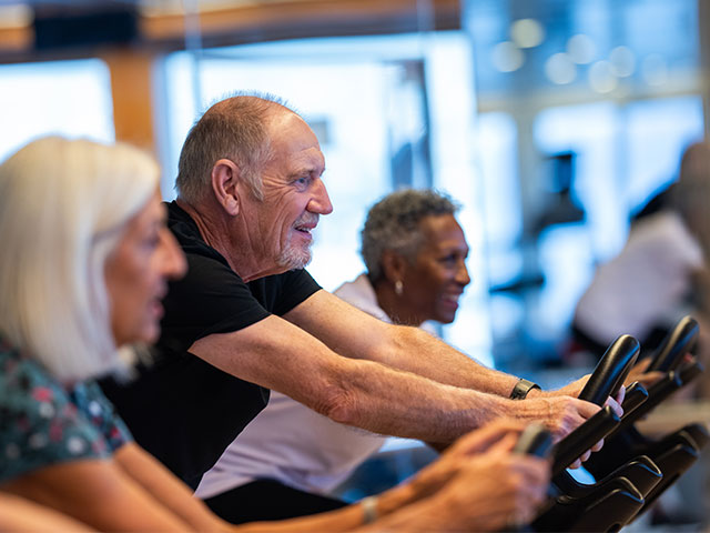 Guests at a spin class, fitness centre