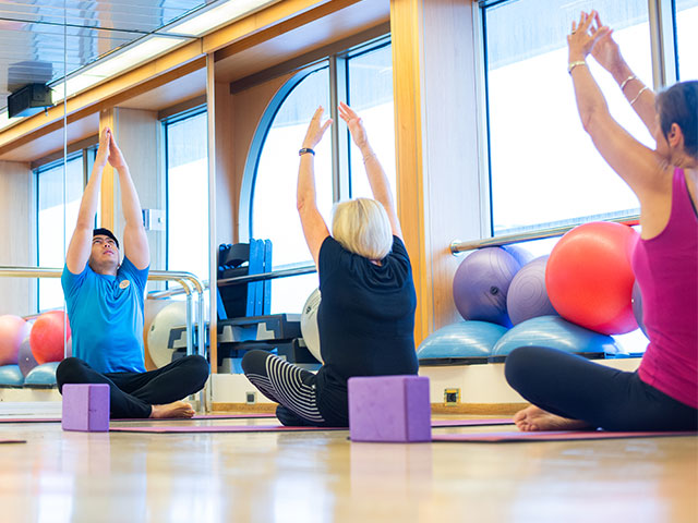 Guests enjoying a pilates class, Bolette