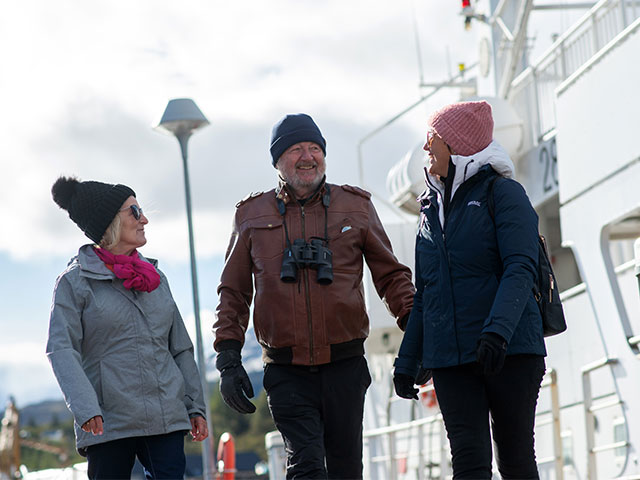 Guests walking ashore