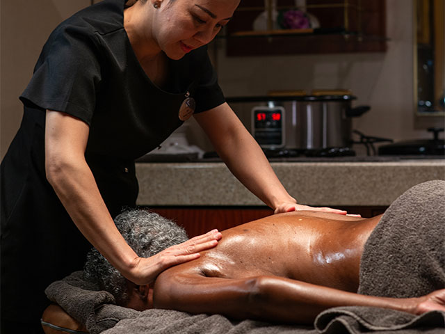 Guest having back massage, spa, Bolette