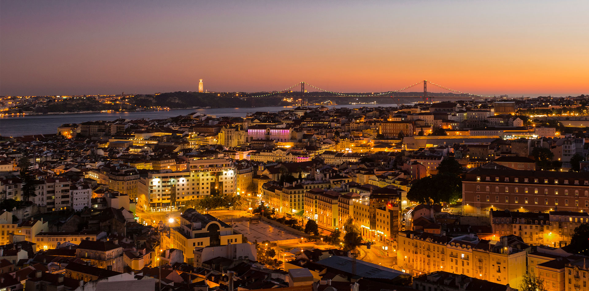 Lisbon, Portugal in the evening