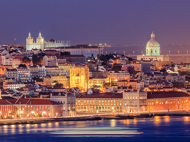 Evening views of Lisbon, Portugal