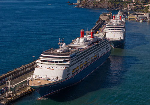 Bolette and Borealis docked together in Funchal