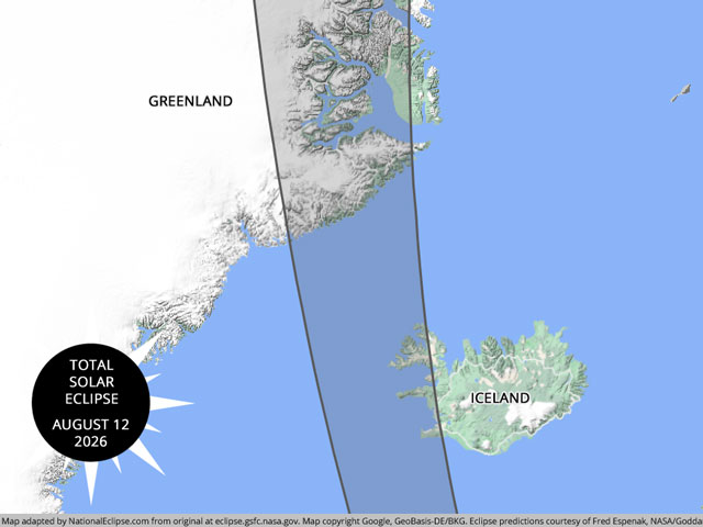 National Eclipse Solar Eclipse map over Iceland