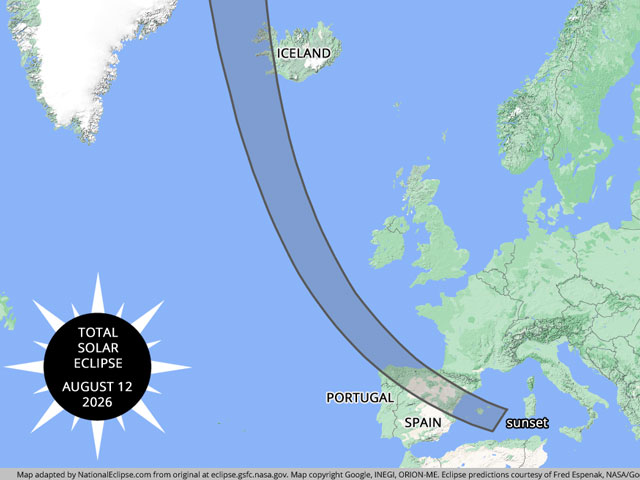 National Eclipse Solar Eclipse map over Spain