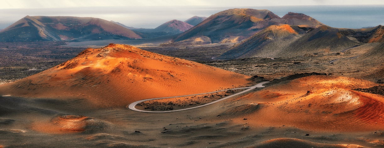 View of the volcanoes in Timanfaya National Park, Lanzarote