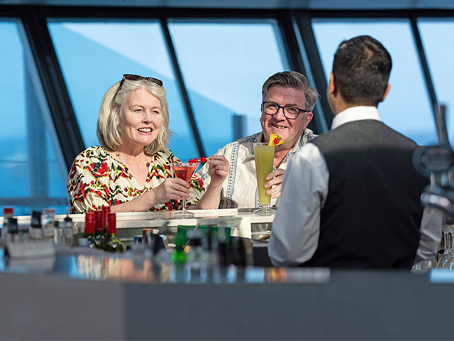 Guests having drinks in the  Marquee bar, Balmoral