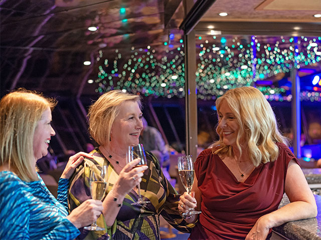 Guests having drinks in the Lido bar, Balmoral