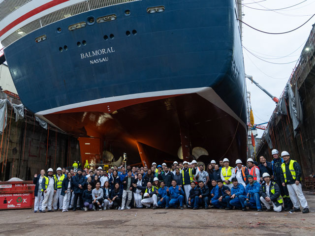 Balmoral crew in dry dock