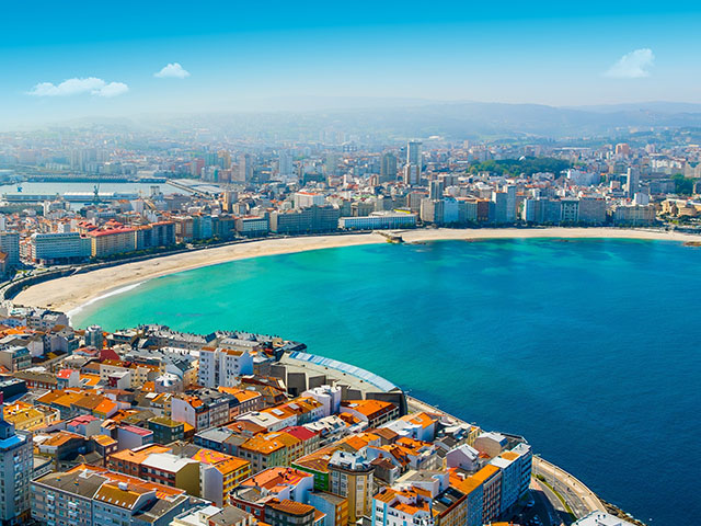 An aerial photograph of La Coruña in Spain An aerial photograph of La Coruña in Spain