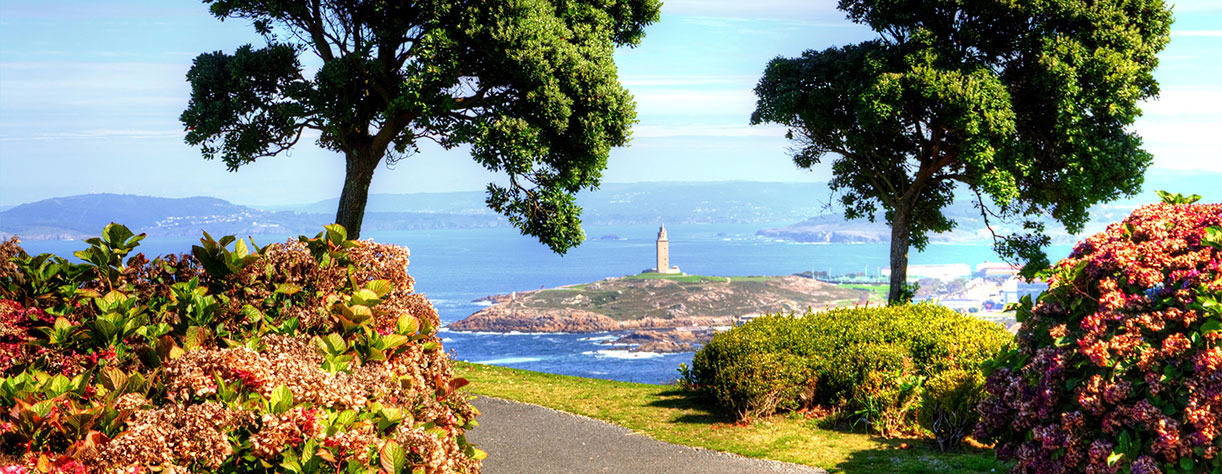A view from Monte de San Pedro over to the Tower of Hercules