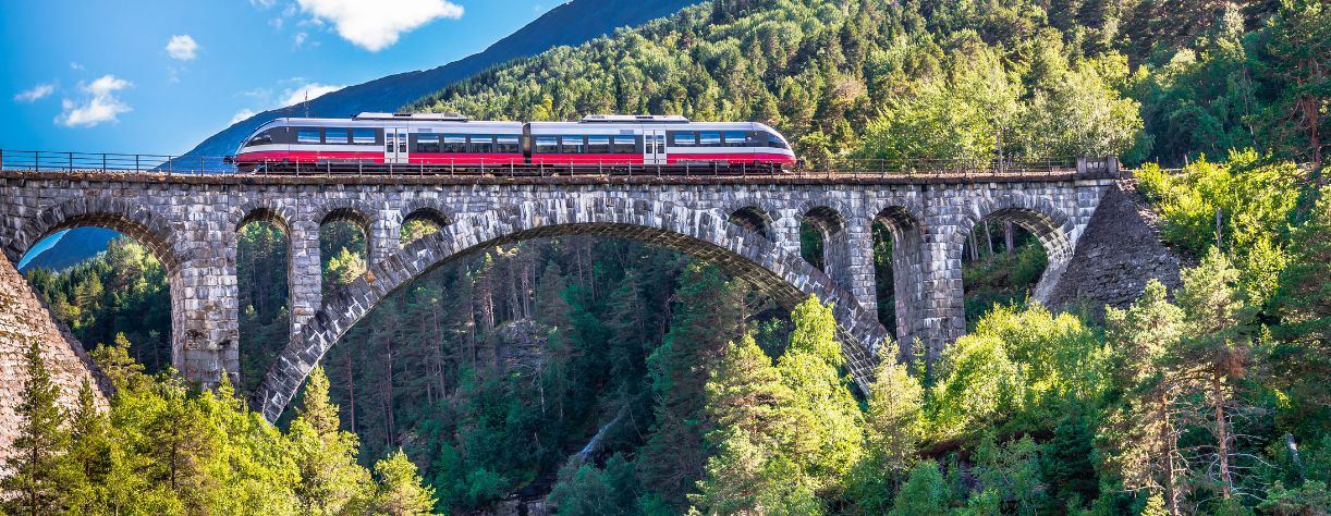 The train on Rauma Railway, Norway The train on Rauma Railway, Norway