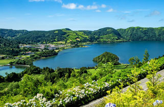 Beautiful views of Sete Cidades lakes, Azores