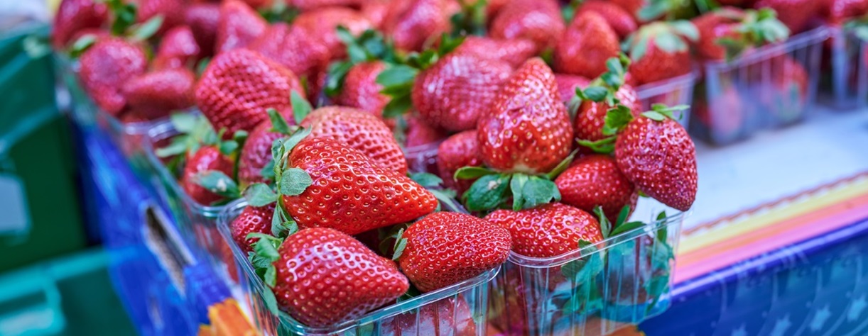 Fresh strawberries at a food market in Valletta