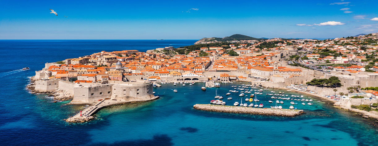 An aerial view of Dubrovnik in Croatia