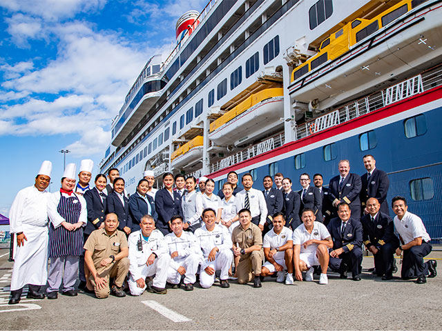 Borealis crew outside ship