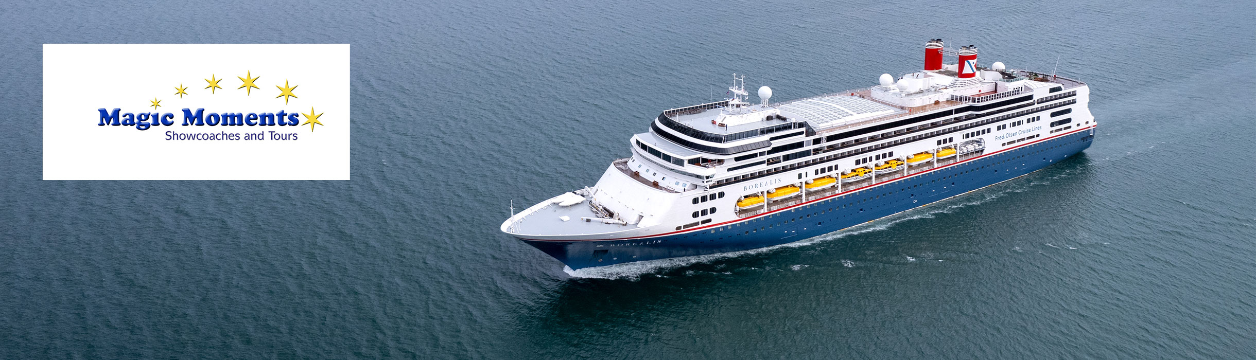 Borealis at sea with Magic moments logo