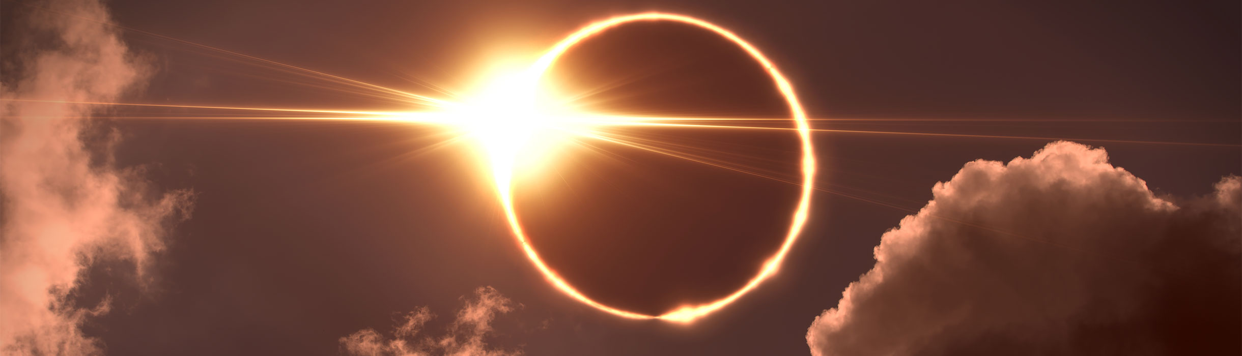 Total eclipse of the Sun. The moon covers the sun in a solar eclipse 