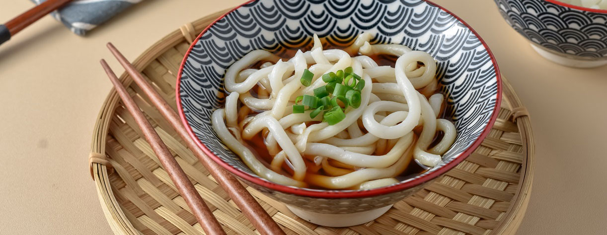 Udon noodles in a broth