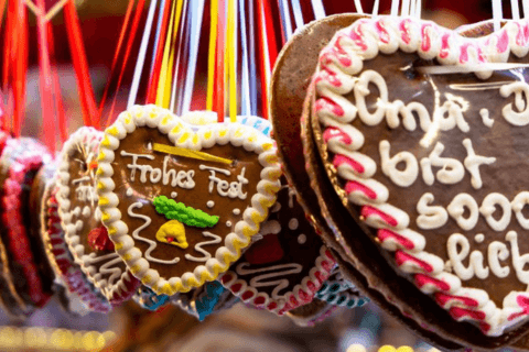 Close up shot of gingerbread at Hamburg Christmas market 