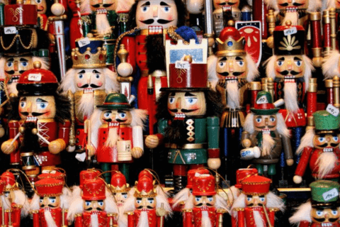 Close up shot of nutcrackers at Hamburg Christmas market 