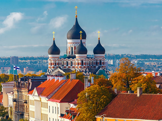 Aerial view old town, Tallinn, Estonia 