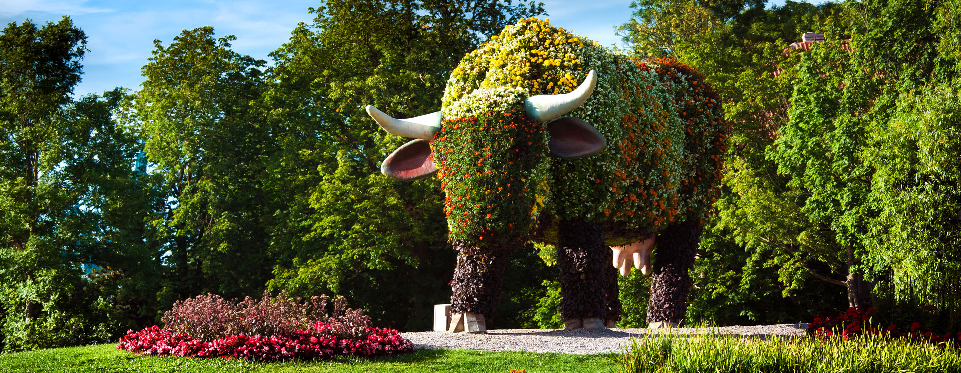Flower Cow Sculpture in Venstpils