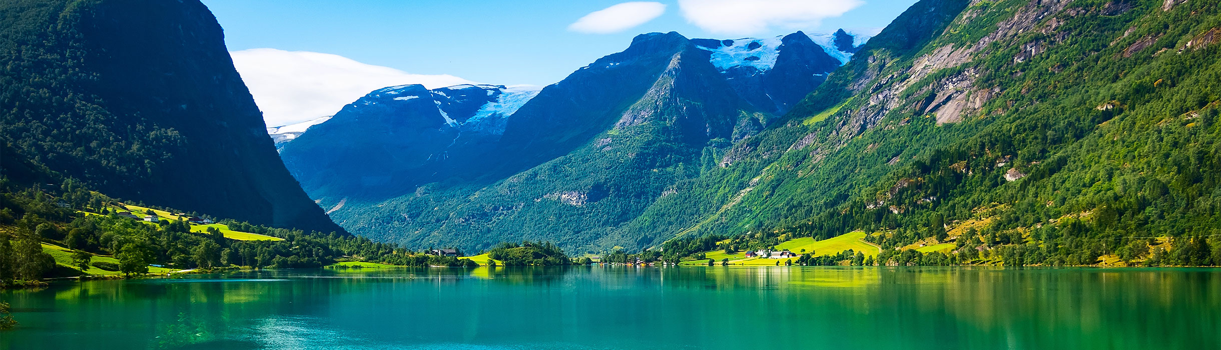 Beautiful scenic cruising views of Nordfjord, Norway