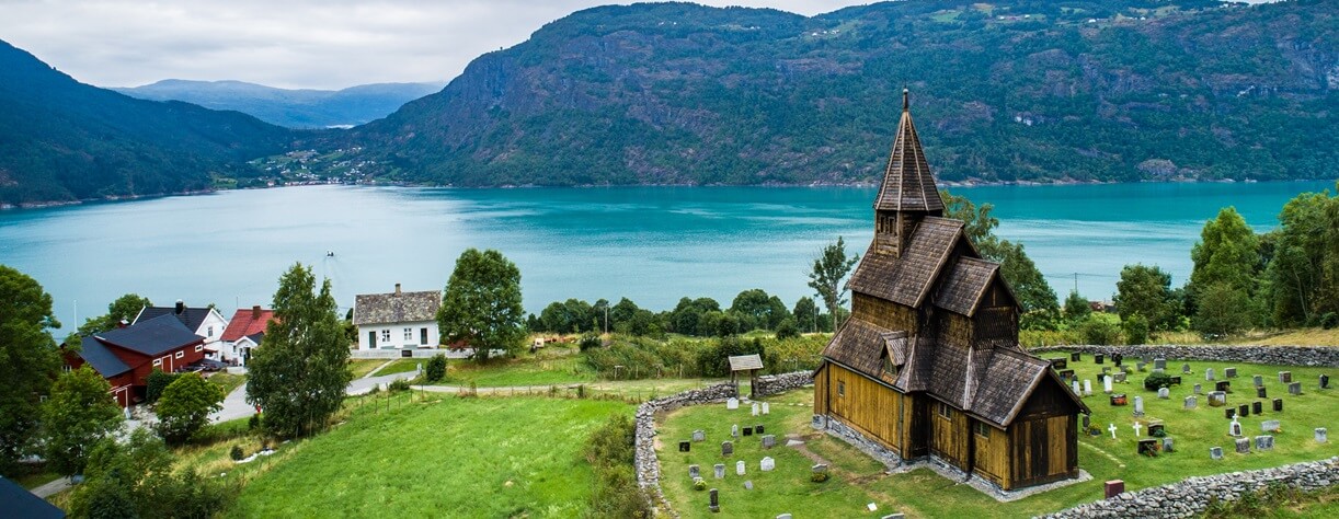 Aerial view of the Urnes Stave Church