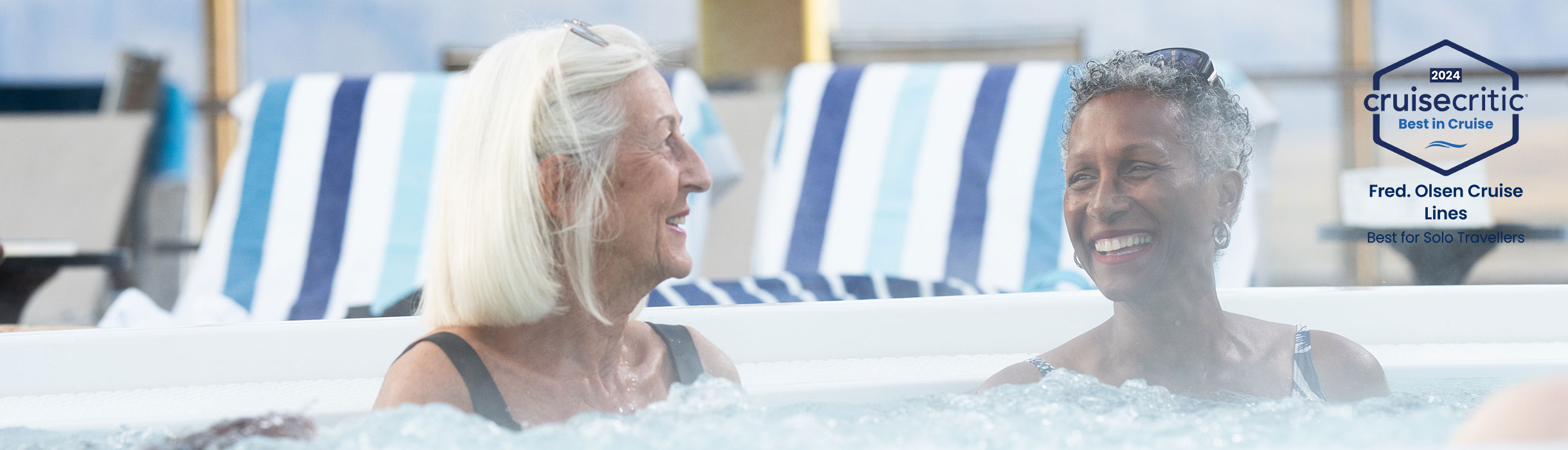 Solo guests enjoying the jacuzzi on board Bolette