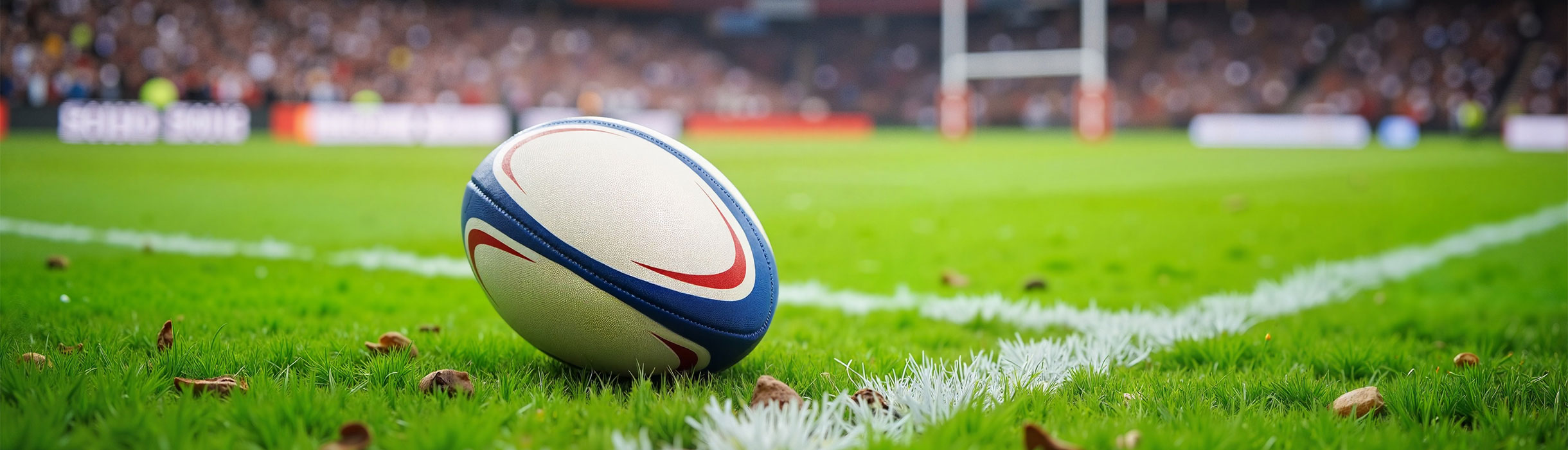 Rugby ball on playing field