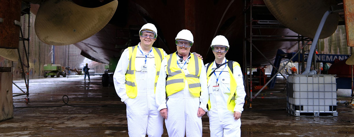 Members of the team in Damen’s Wilton Harbour in Rotterdam, Netherlands, Dry Dock, Borealis