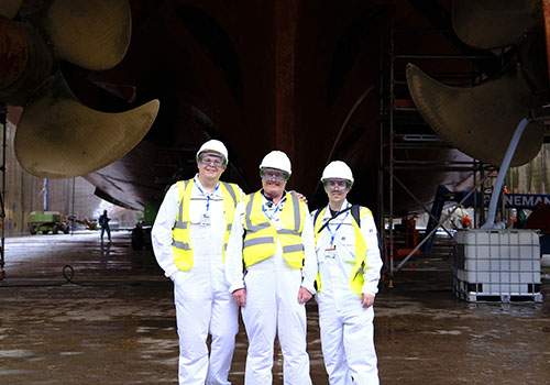 Members of the team in Damen’s Wilton Harbour in Rotterdam, Netherlands, Dry Dock, Borealis