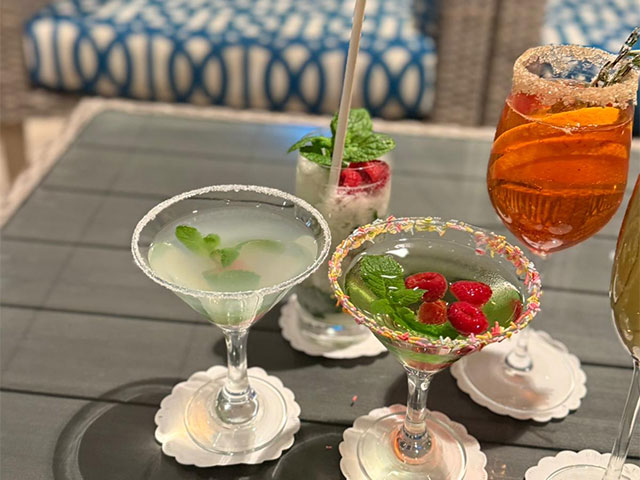 Festive cocktails on board