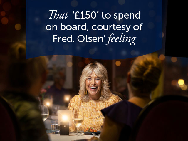 Guest enjoying dinner together on board Fred. Olsen