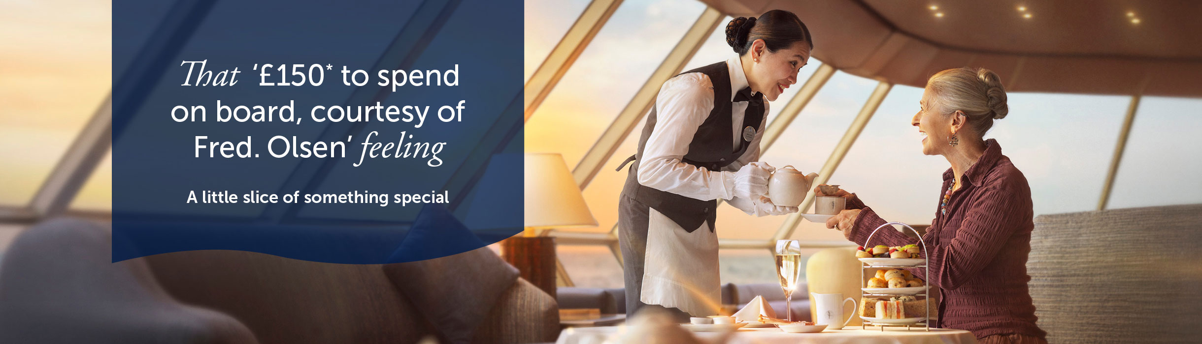 Waitress serving guest afternoon tea in the Observatory lounge