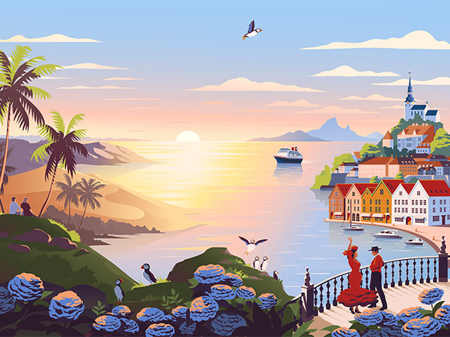 Worldwide 2026 brochure cover with Fred. Olsen ship