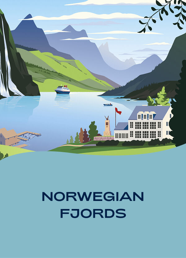 Norwegian Fjords Cruise Destination Illustration