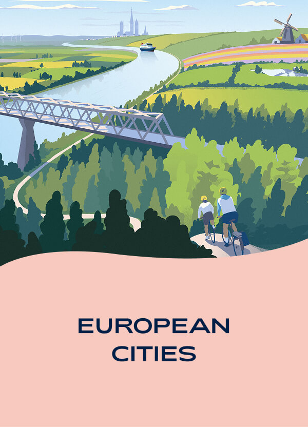 European Cities Cruise Destination Illustration