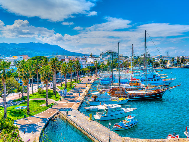 The main port of Kos island in Greece.