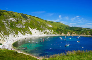 Lulworth Cove and Jurassic Coast in Dorset, UK